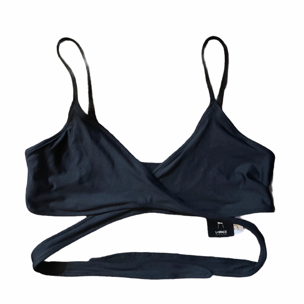 L*Space Chloe Warp Bikini Top Black Size Large